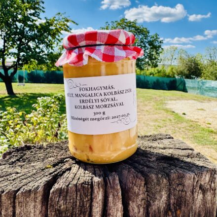 Fokhagymás, sült mangalica kolbász zsír
